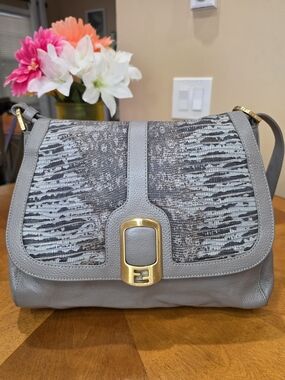 Fendi Python & Pebbled Leather 2 Way Shoulder Bag